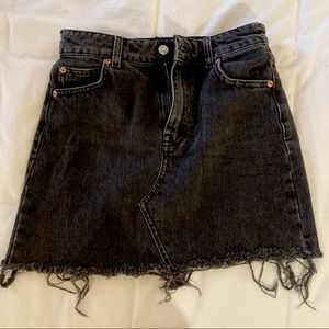 Topshop Black Denim Mini Skirt